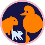 A circle icon with animals in the middle