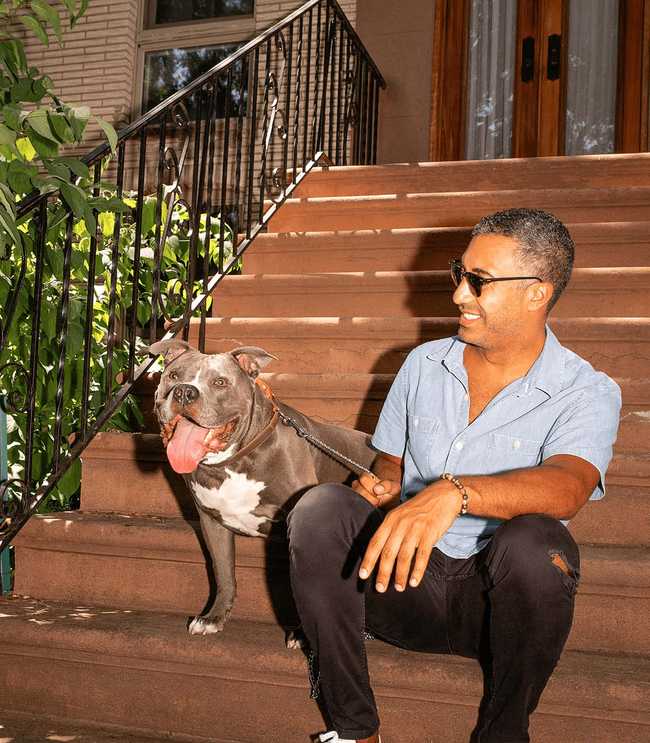 Man and woman with dog